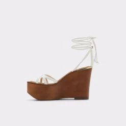 SaleLamarinaStrappy Wedge Sandal - Wedge Heel -Trendy Soles Sales Store lamarina white 100 001 043 alt2 sq gy 2000x2000