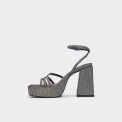 Final Sale - The Item Cannot Be ReturnedLandabriverStrappy Heeled Sandal - Flatform -Trendy Soles Sales Store landabriver silver 040 003 051 alt2 sq gy 2000x2000