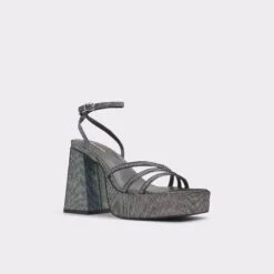 Final Sale - The Item Cannot Be ReturnedLandabriverStrappy Heeled Sandal - Flatform -Trendy Soles Sales Store landabriver silver 040 003 051 alt3 sq gy 2000x2000
