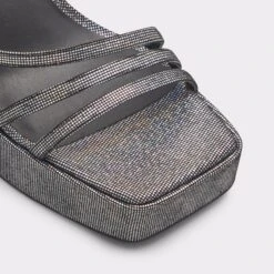 Final Sale - The Item Cannot Be ReturnedLandabriverStrappy Heeled Sandal - Flatform -Trendy Soles Sales Store landabriver silver 040 003 051 alt4 sq gy 2000x2000